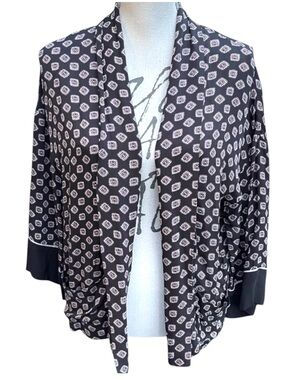 Noa Noa Black Medallion Shawl Collar 7/8 Sleeve Open Front Top Cardigan (S)